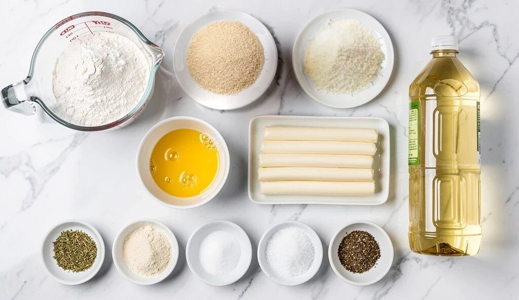 Ingredients for gluten-free mozzarella sticks - Glutenoo
