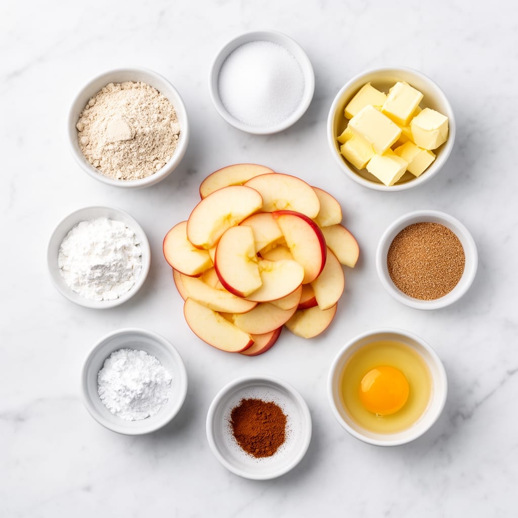 Ingredients for gluten-free apple pie recipe - Glutenoo
